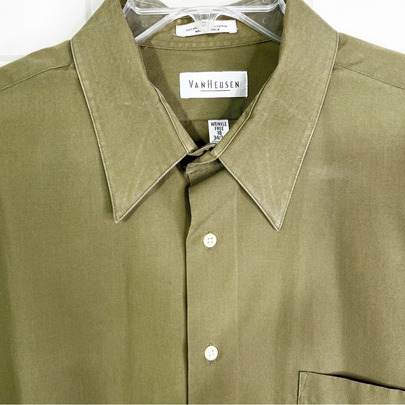 Van Heusen Long Sleeve Poplin Button Down Shirt Olive Men’s Sz XXL - Picture 5 of 8